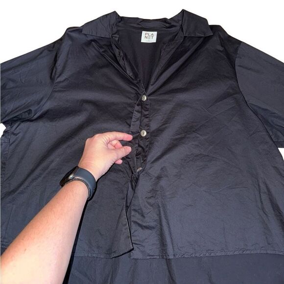 PLANET By Lauren G Black 100% Cotton Long Sleeved Shirt - Size 2 (10-14) - Picture 5 of 8